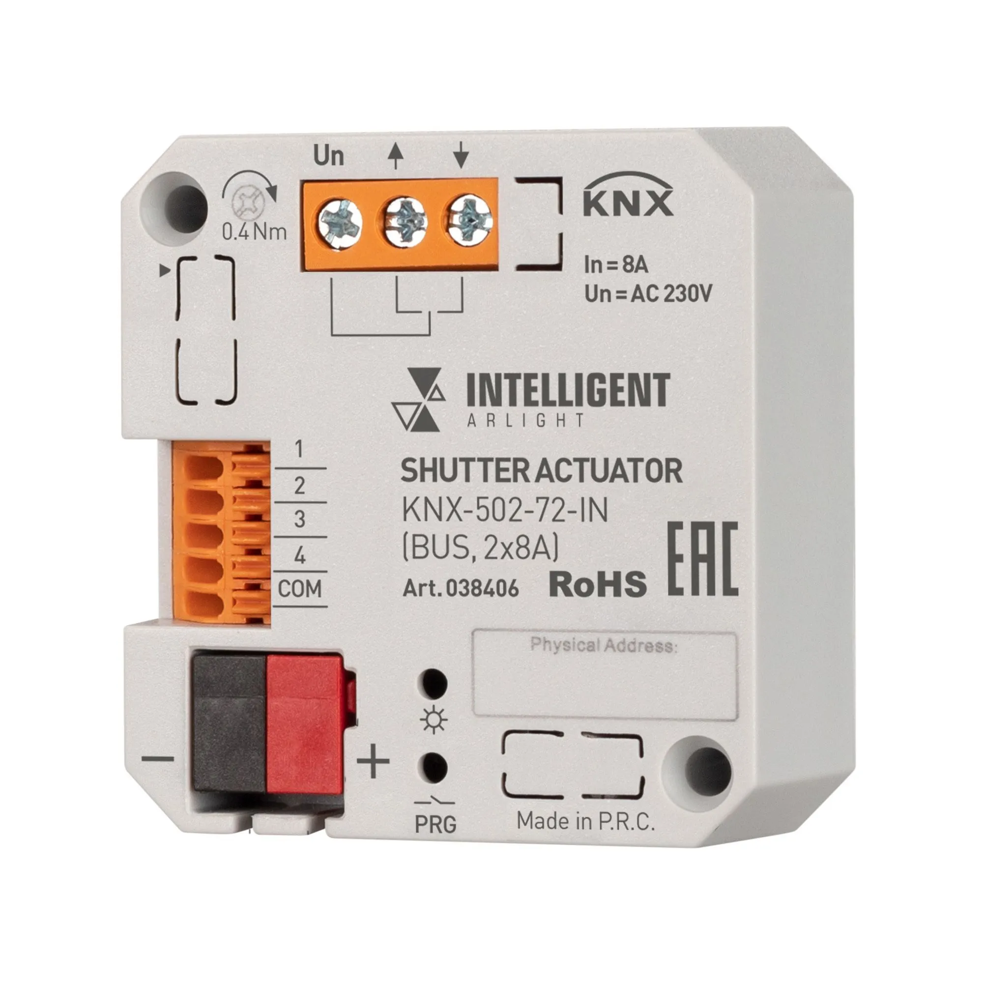 INTELLIGENT ARLIGHT Модуль управления шторами KNX-502-72-IN (BUS, 2x8A)  (IARL, IP20 Пластик, 3 года)